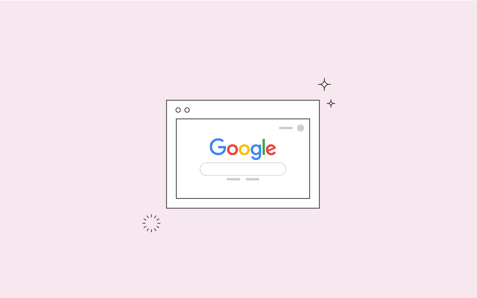 Googles startsida på illustrerad datorskärm