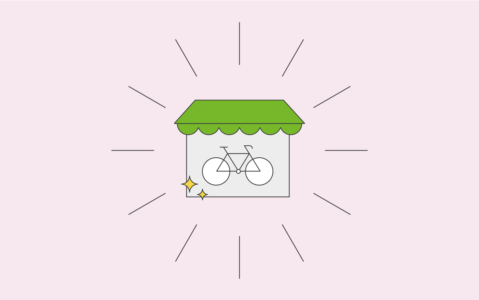 Illustration av en online-cykelbutik